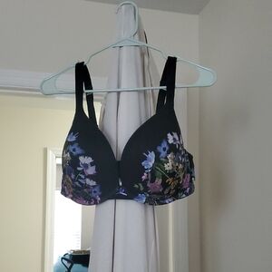 Lane Bryant Black Floral Contour Bra